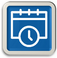 Logo calendrier avec horloge pour indiquer les horaires d'ouverture